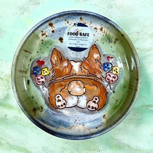 Corgi spoon rest, dessert plate, corgi lover, corgi gift, one of a kind, handpainted, Christmas gift, dog lover, corgi butt, stoneware