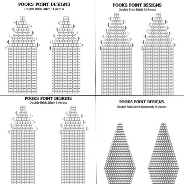 Beaded Earring Template Bundle seed bead design miyuki round beads color in fringe earrings print out digital file download ipad procreate