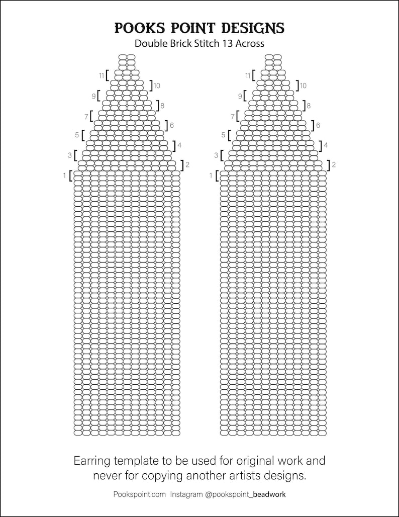 Beaded Earring Template Bundle Seed Bead Design Miyuki Round Beads