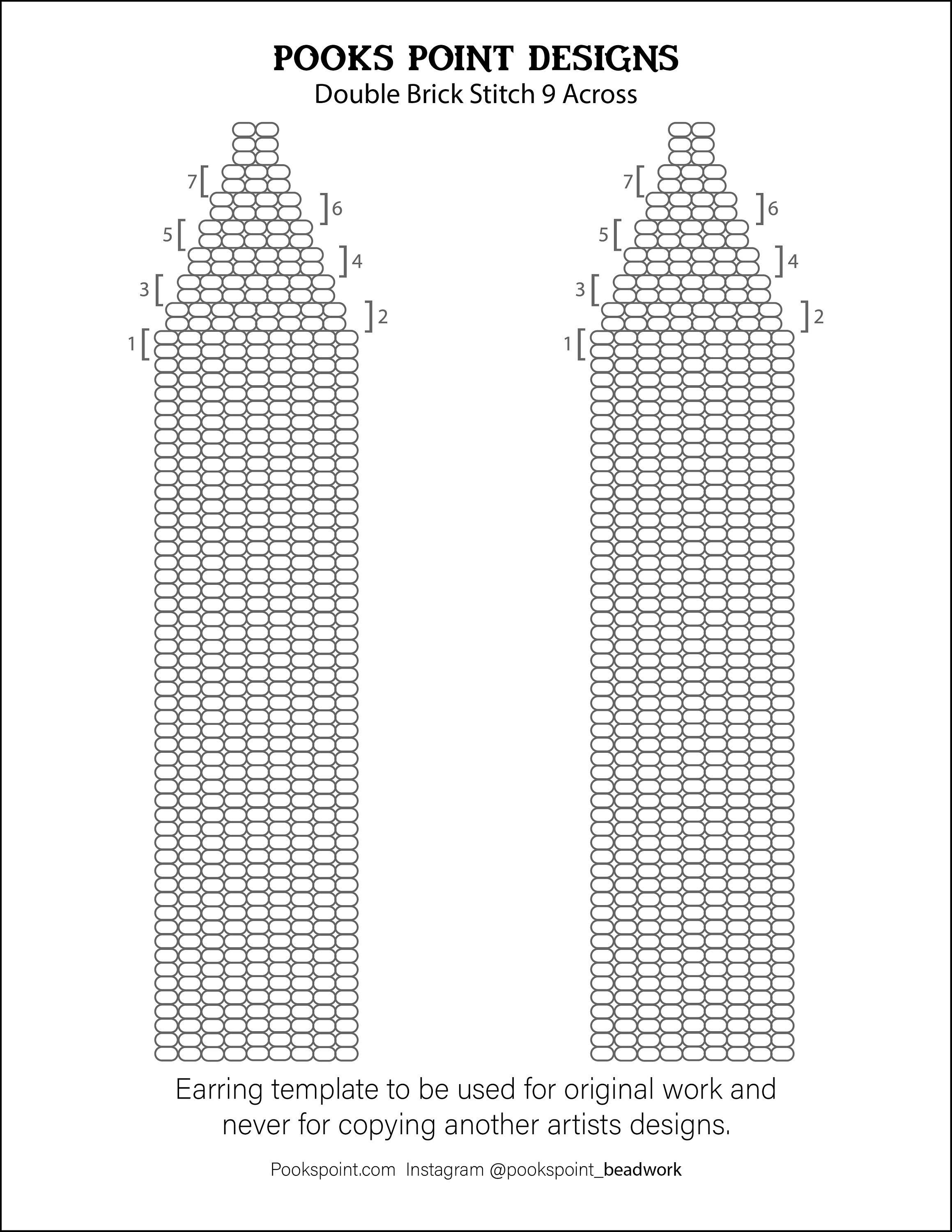 Beaded Earring Template 9 Rows Across Miyuki Sized Beads Bead Pattern