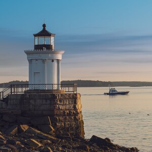 Portland Breakwater Lighthouse, "Bug Light" In The Morning. Casco Bay, Portland, Maine