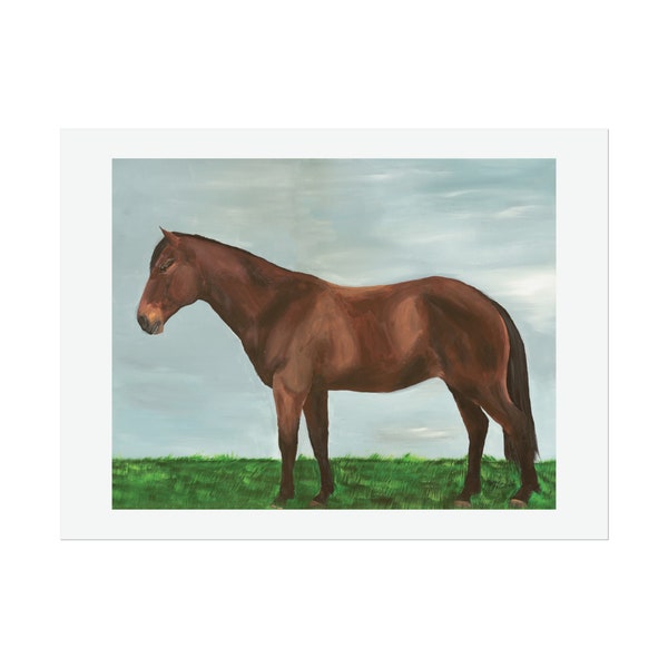 Bay Quarter Horse oil painting print