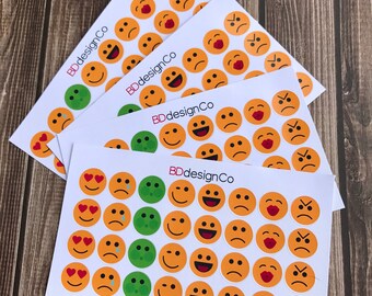 Emoji Planner Stickers | Round Icon Face Matte or Glossy (24 Stickers)