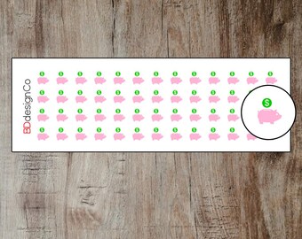52 Savings Piggy Bank Planner Stickers Matte or Glossy | Save Money Budget Stickers Erin Condren Happy Planner Bullet Journal
