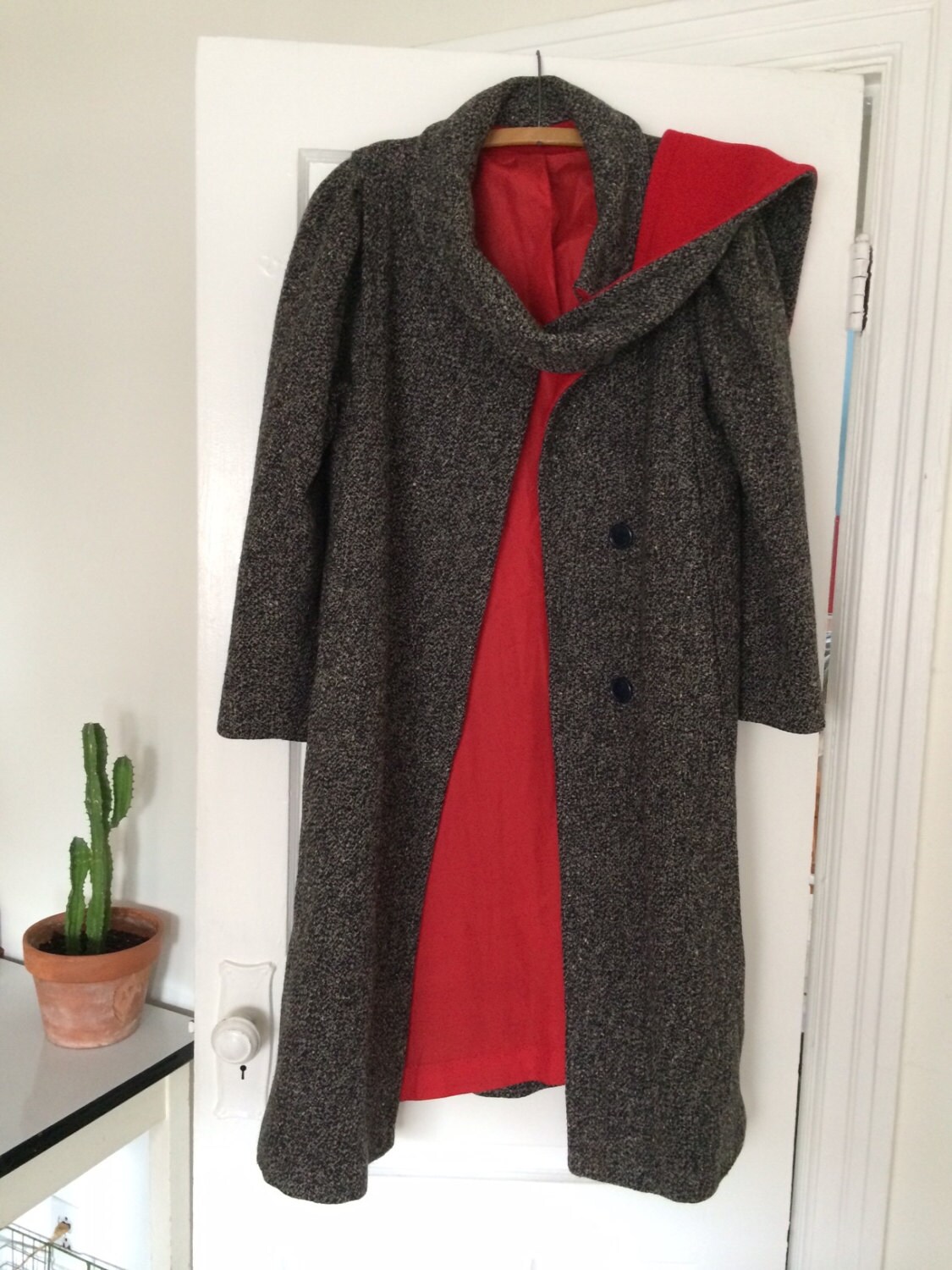 1960s Worumbo Coat in Charcoal Gray With Red Lining and Wrap - Etsy