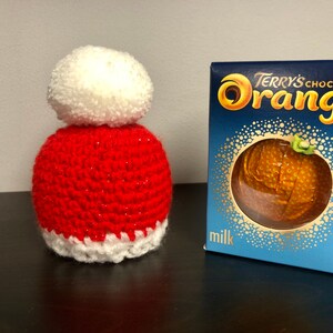 Chocolate orange Hat cover - Red Glitter Wool.