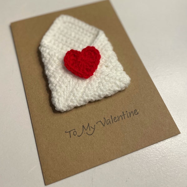 Carte de Saint-Valentin - Enveloppe avec coeur au crochet