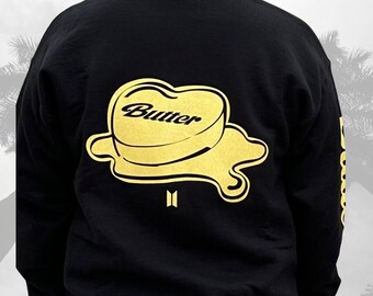 BTS Butter Black Sweatshirt Hoodie Glitter Design