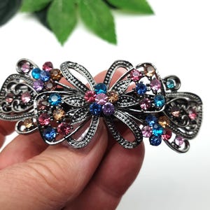 Vintage Hair Clip with Colorful Swarovski Crystals, Fashion Hairpins, Wedding Hair Accessories, Hairpin for Thick Hair
