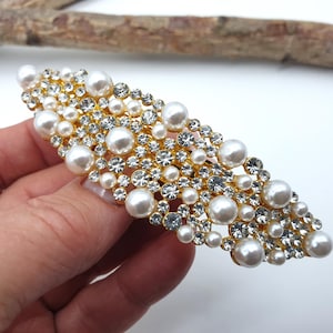 Wedding Hairpin with Pearl and Crystals - Floral Silver Hair Jewelry for Wedding, Elegant Bridal Hairpin, Romantic Pearl Hairpin