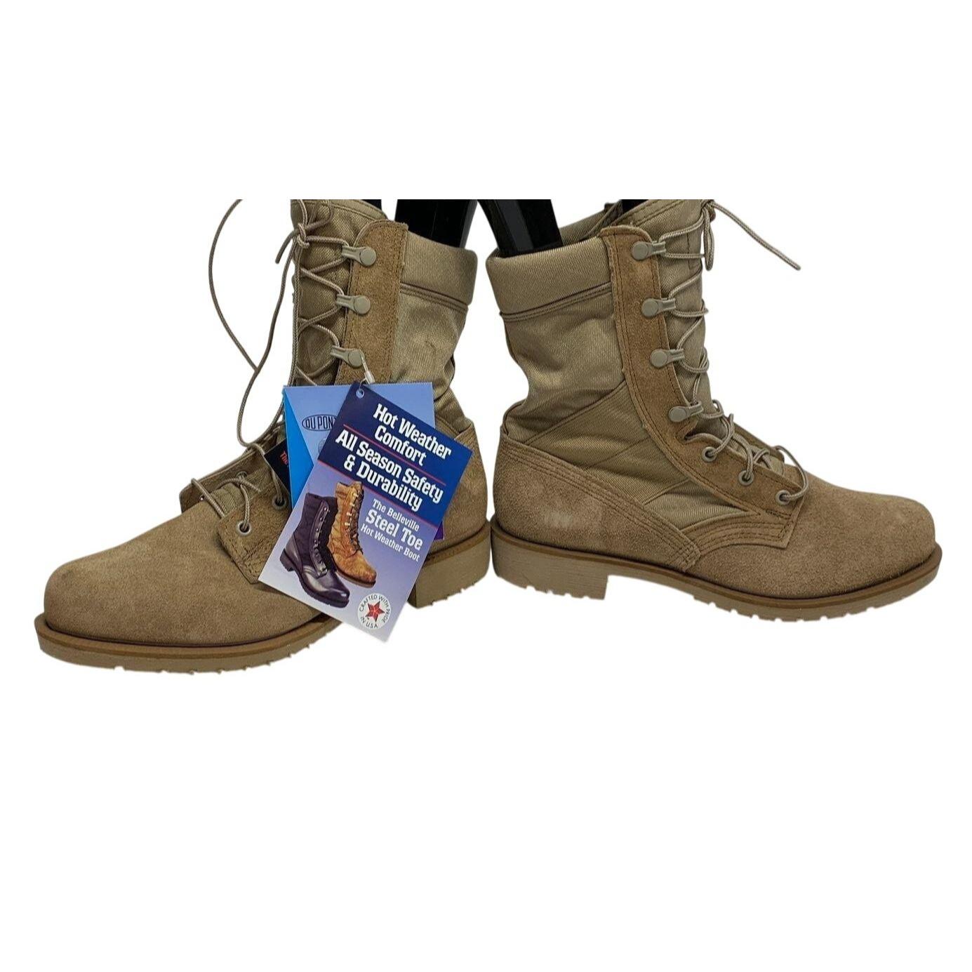 Belleville Beige Leather Steel-toed Hot Weather Combat Boot  display picture 2