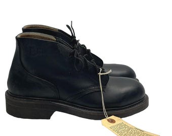 ADDISON VTG Military Electric Hazard Biltrite Sole Black Leather Chukka Boots 4N