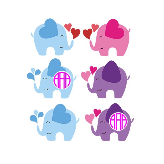 Download Elephant SVG Monogram & Silhouette Cut Files Digital ...