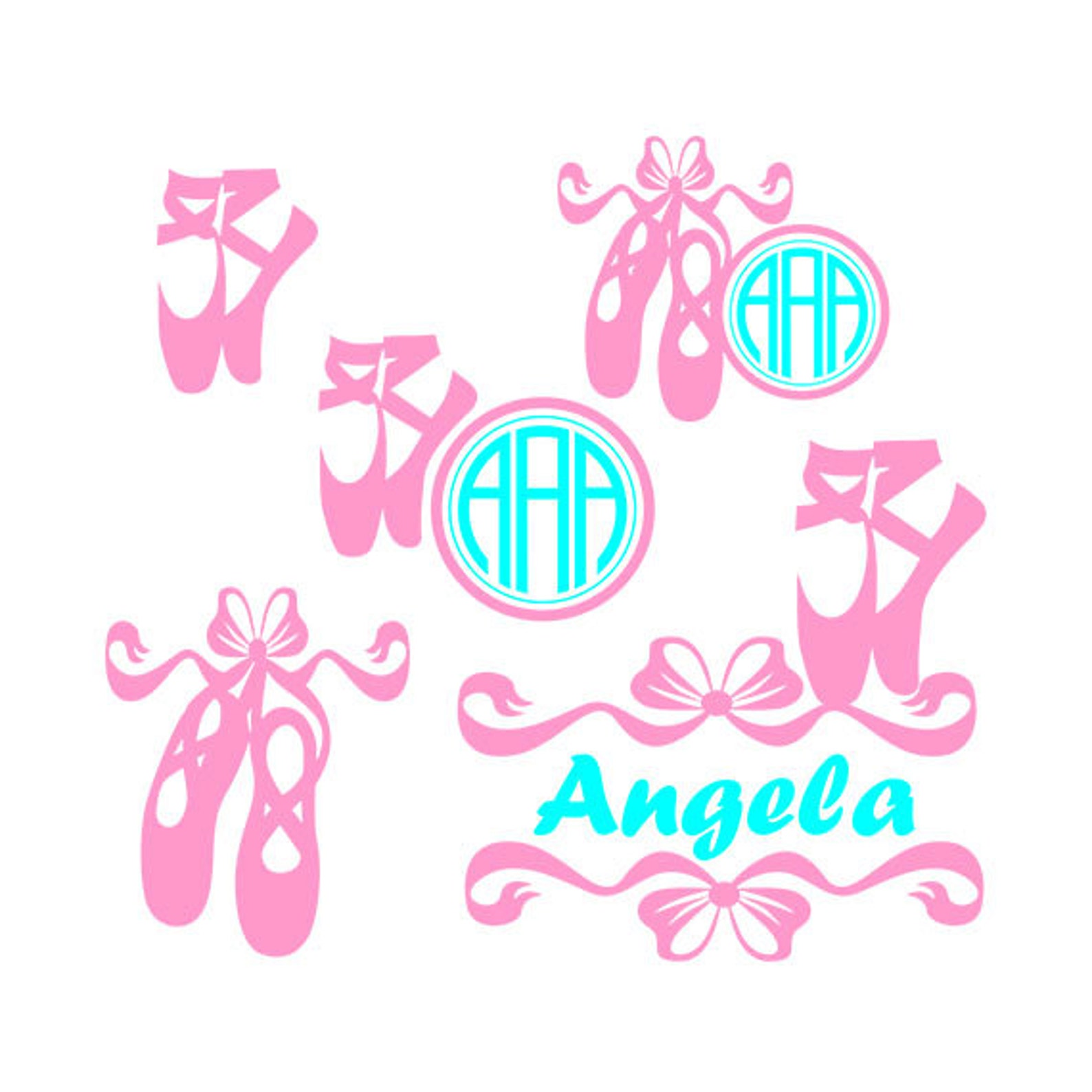 svg ballet shoes clipart - digital download -ballet shoes monogram files