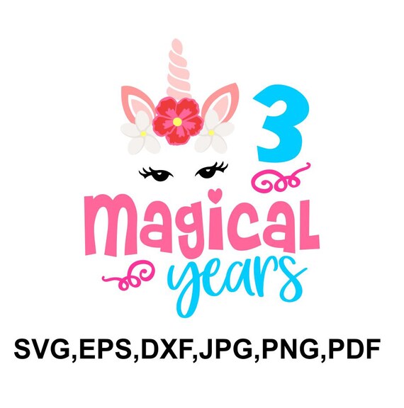 Download Third birthday unicorn with flower svg file magical years ...