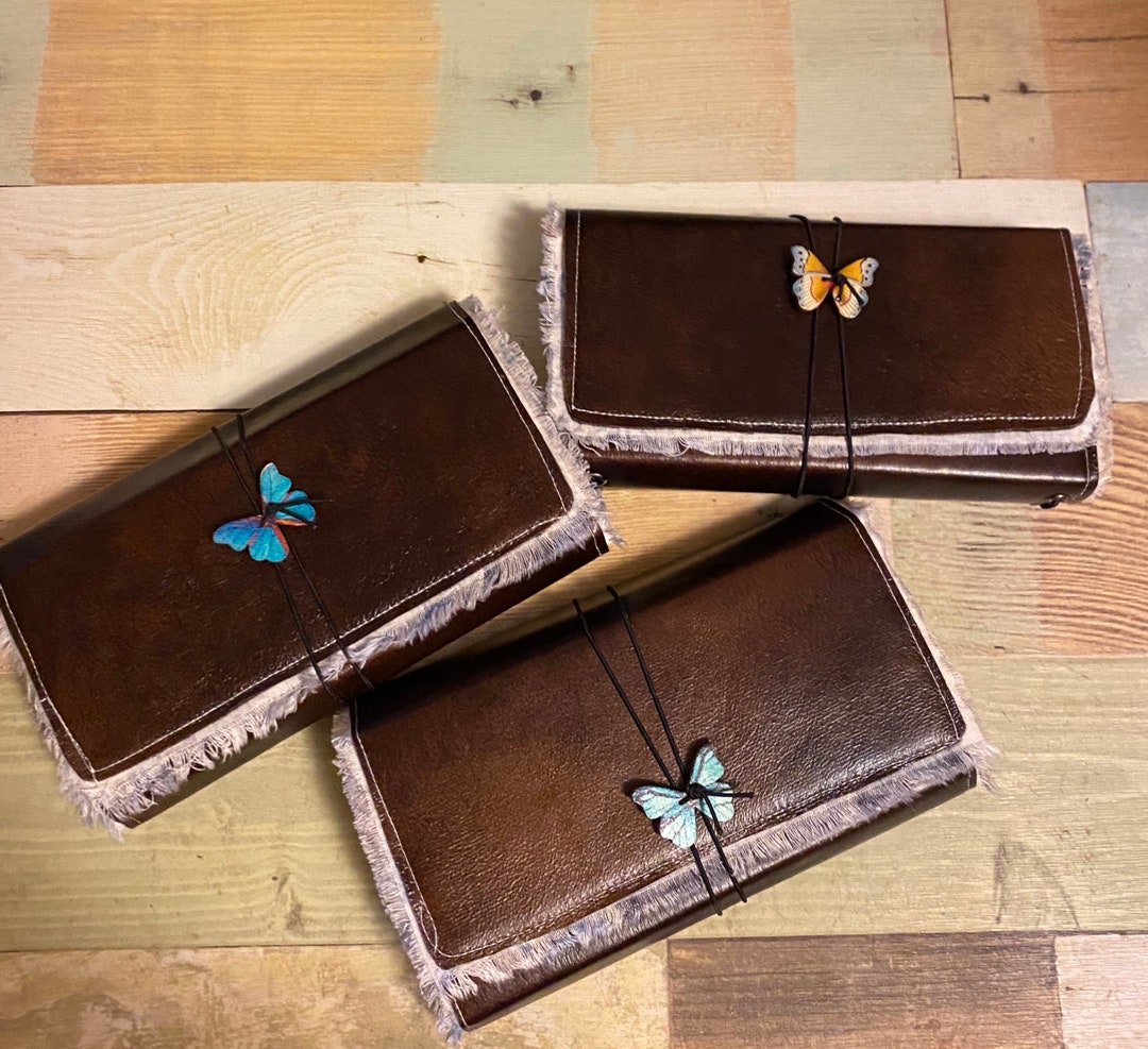 Faux Leather Ephemera Accordion Holder With Envelope Storage File Box