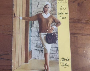 Knitting pattern book vintage 1960s ladies and mens patterns 12 ply