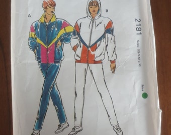 1980s Uncut FF track suit sewing pattern Kwik Sew 2181