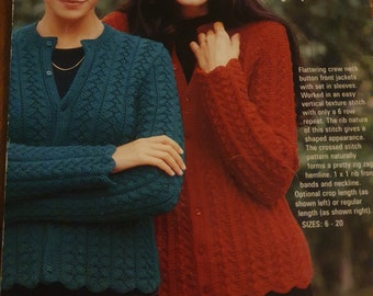 Jacket knitting patterns in sizes 8 to 20 cardigans