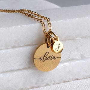 Colar de disco inicial de ouro, pingentes de letras personalizados, pingente de nome infantil personalizado, presente para mãe e avó