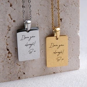 Personalised Handwriting Necklace – Engraved Actual Signature Memorial Necklace Jewelry, Custom Writing Keepsake