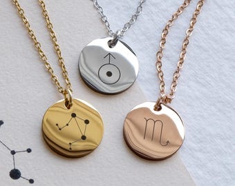 Personalized Zodiac Constellation Necklace: Gold-Plated Celestial Pendant