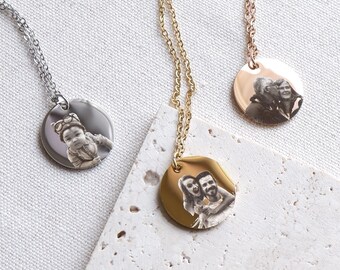 Custom Photo Necklace, Engravable Picture Pendant, Portrait Memory Jewelry