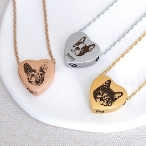 Collar con urna de corazón para mascotas: joyería conmemorativa de cenizas personalizada, colgante de cremación grabado para la pérdida de un perro o gato, regalo conmemorativo para mascotas