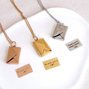 Medallón de sobre personalizado: collar con mensaje secreto, colgante de carta de amor personalizado, regalo con nota oculta para ella, joyería para el Día de la Madre