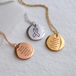 Collar de apoyo contra el cáncer, regalo para sobrevivientes de cáncer, joyería de concientización sobre el cáncer, regalo de aliento personalizado para luchadores contra el cáncer
