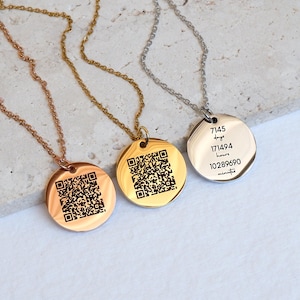 Personalized QR Code Necklace, Secret Message Necklace Gift, Memorial Gift, Graduation Gift, Best Friend Gift, Gift for Her, Gift for Mom