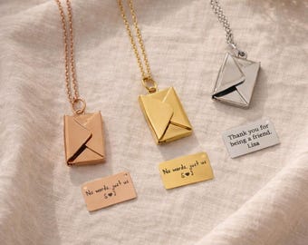 Personalized Envelope Locket – Secret Message Necklace, Custom Love Letter Pendant, Hidden Note Gift for Her, Mother's Day Jewellery