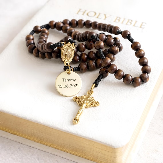 Wood Catholic Rosary, St Benedict Rosary, Handmade Rosary, Confirmation Gift, Baptism Gift
