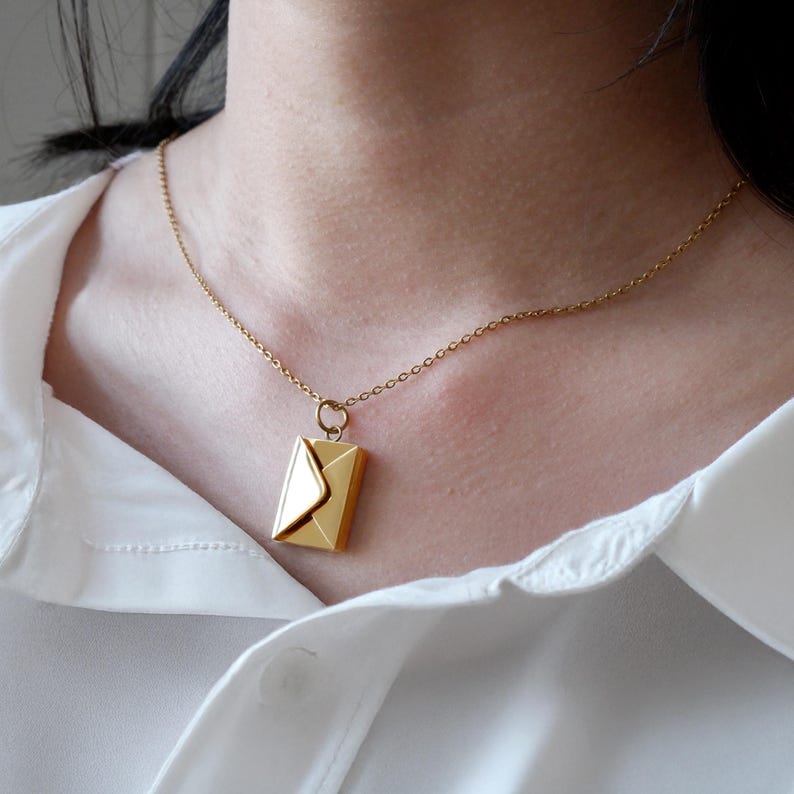 Secret Message Envelope Necklace, Best Friend Gift, Personalized Friendship Jewelry image 2