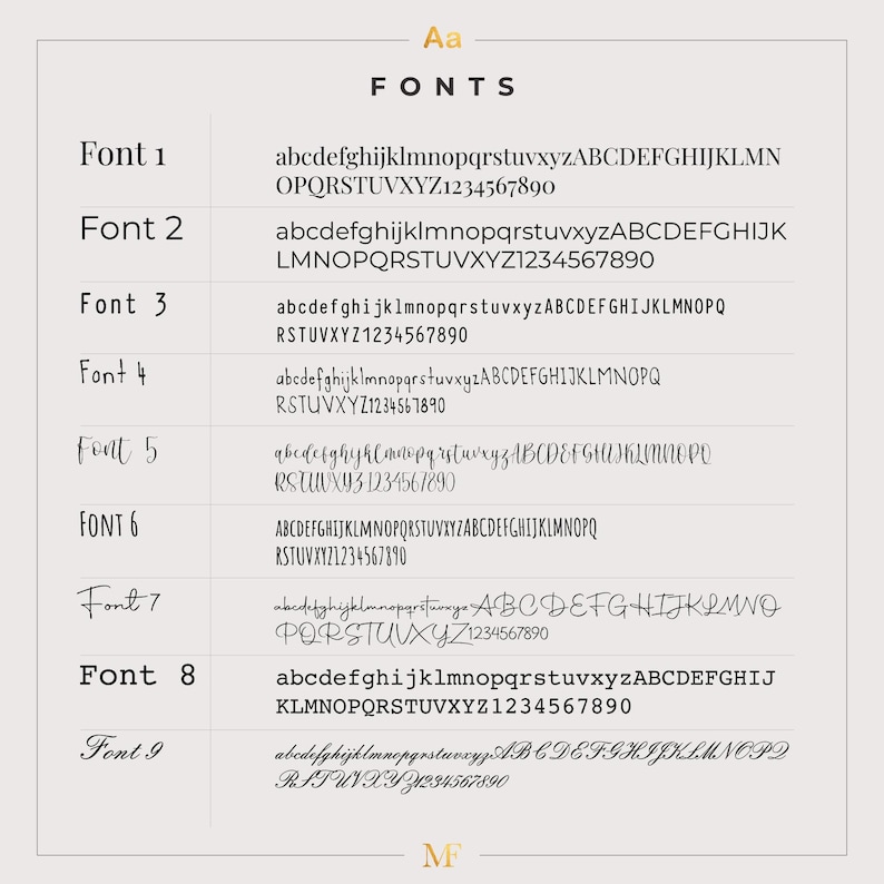 Font options available for personalised engraving on custom necklace