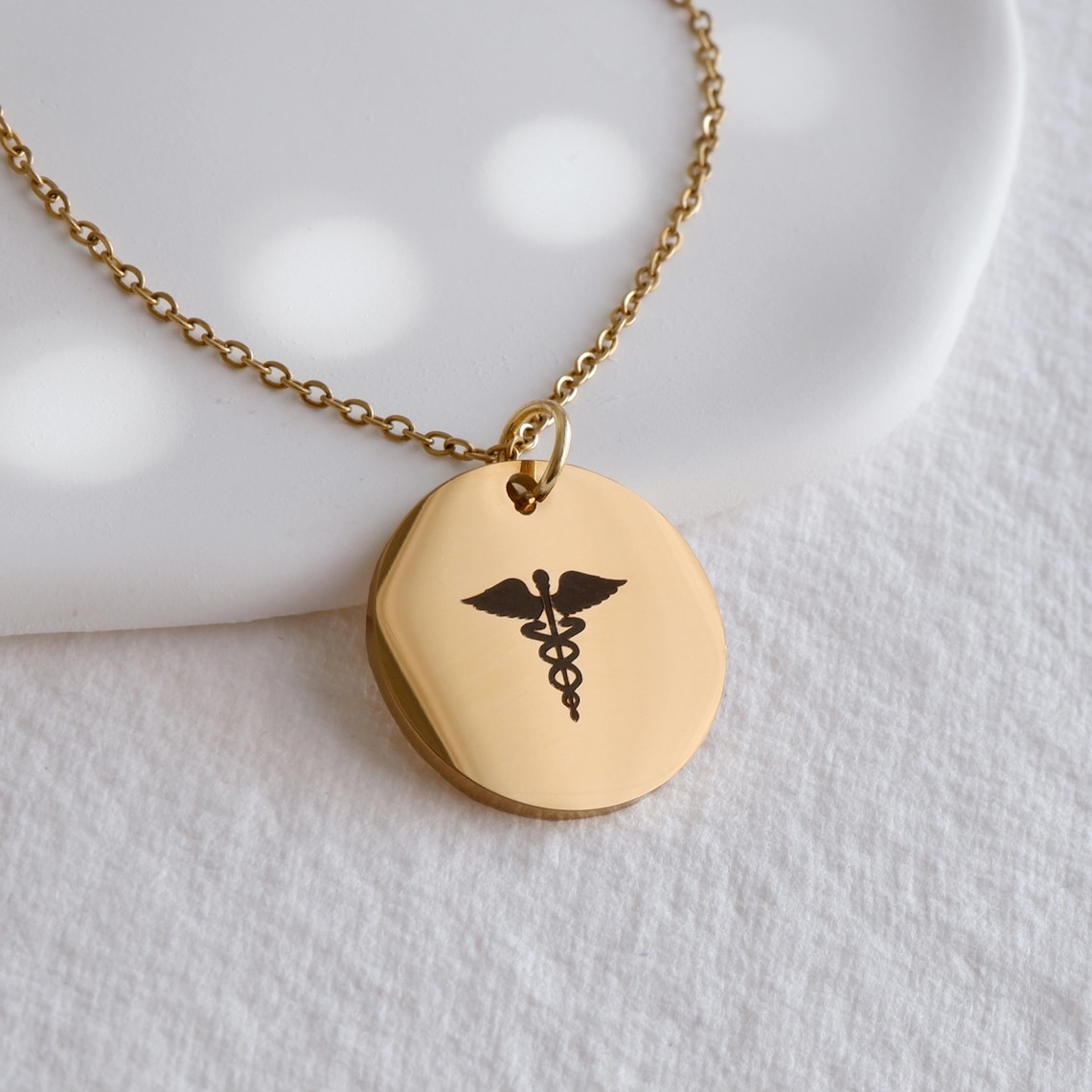 Gold Plated Medical Alert Necklace, Engraved Medical ID Pendant - Etsy