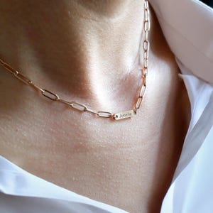 Minimalist Custom Name Necklace for Women Birthday Gift for Her Gold Paperclip Necklace Personalized Grandma Jewelry Mom Gift for Mum
