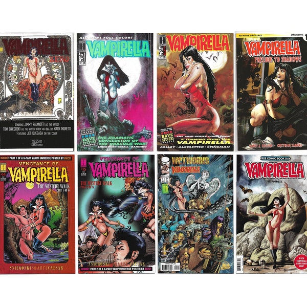 Vapirella Comics  <>  Volume 1 # 0, 4, 5 <> Prelude To Darkness 1-shot <> Vengeance of Vampirella # 14, 15 <> Wetworks/ Vampirella # 1 <>
