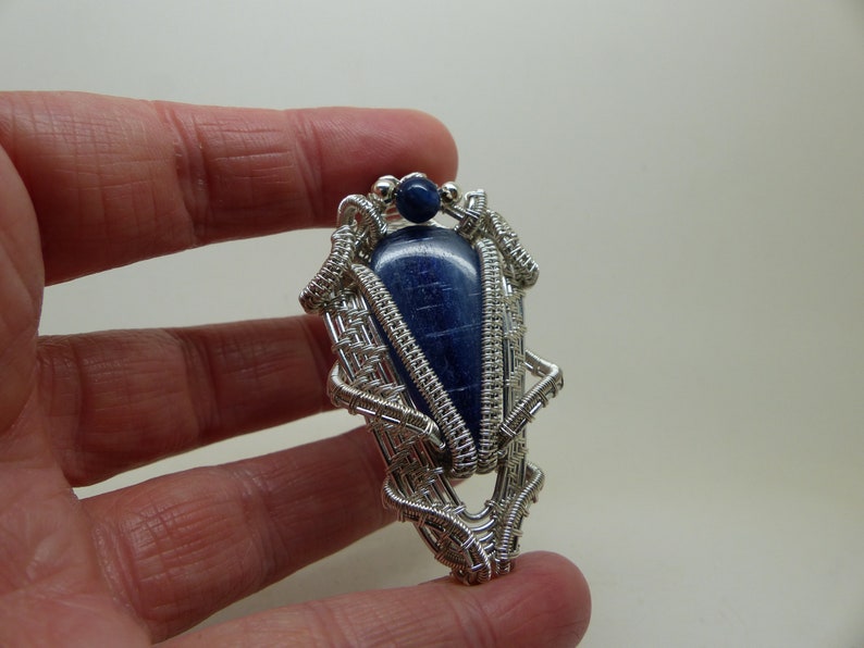 blue necklace elven jewelry wire wrapped jewelry unique gift for her kyanite necklace Blue kyanite wire wrapped pendant ooak jewelry
