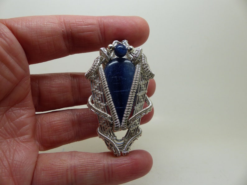 blue necklace elven jewelry wire wrapped jewelry unique gift for her kyanite necklace Blue kyanite wire wrapped pendant ooak jewelry