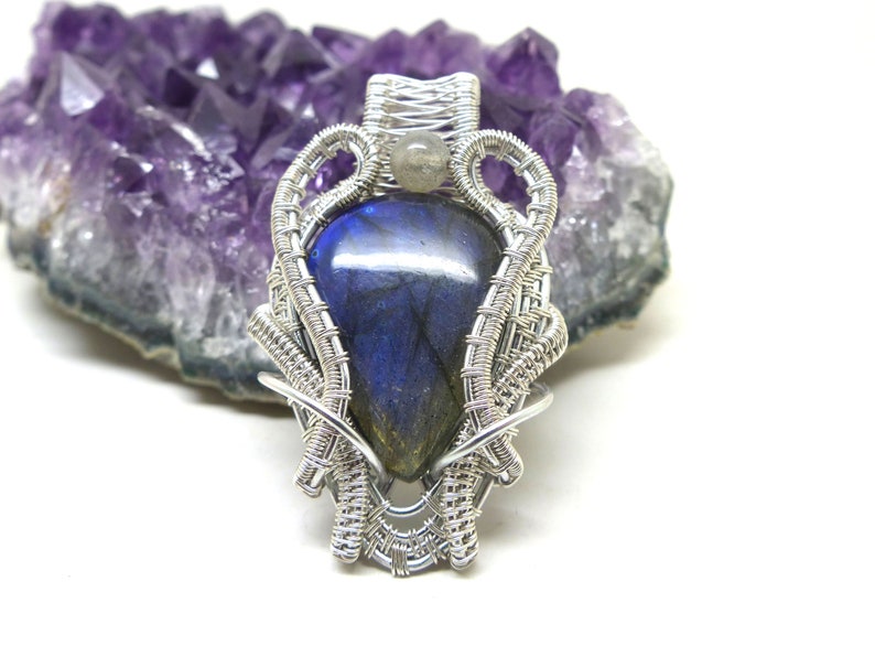 labradorite jewelry st valentines gift labradorite necklace gift for her wire wrapped jewelry Blue labradorite wire wrapped pendant