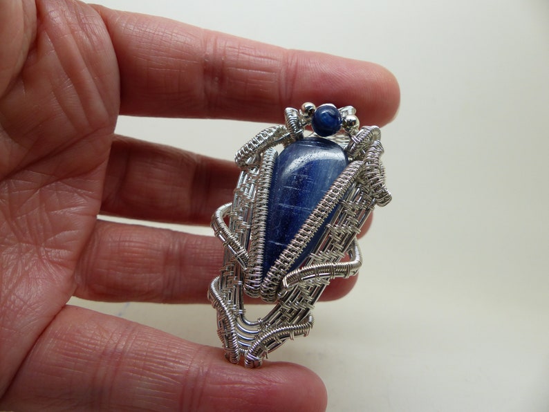 blue necklace elven jewelry wire wrapped jewelry unique gift for her kyanite necklace Blue kyanite wire wrapped pendant ooak jewelry