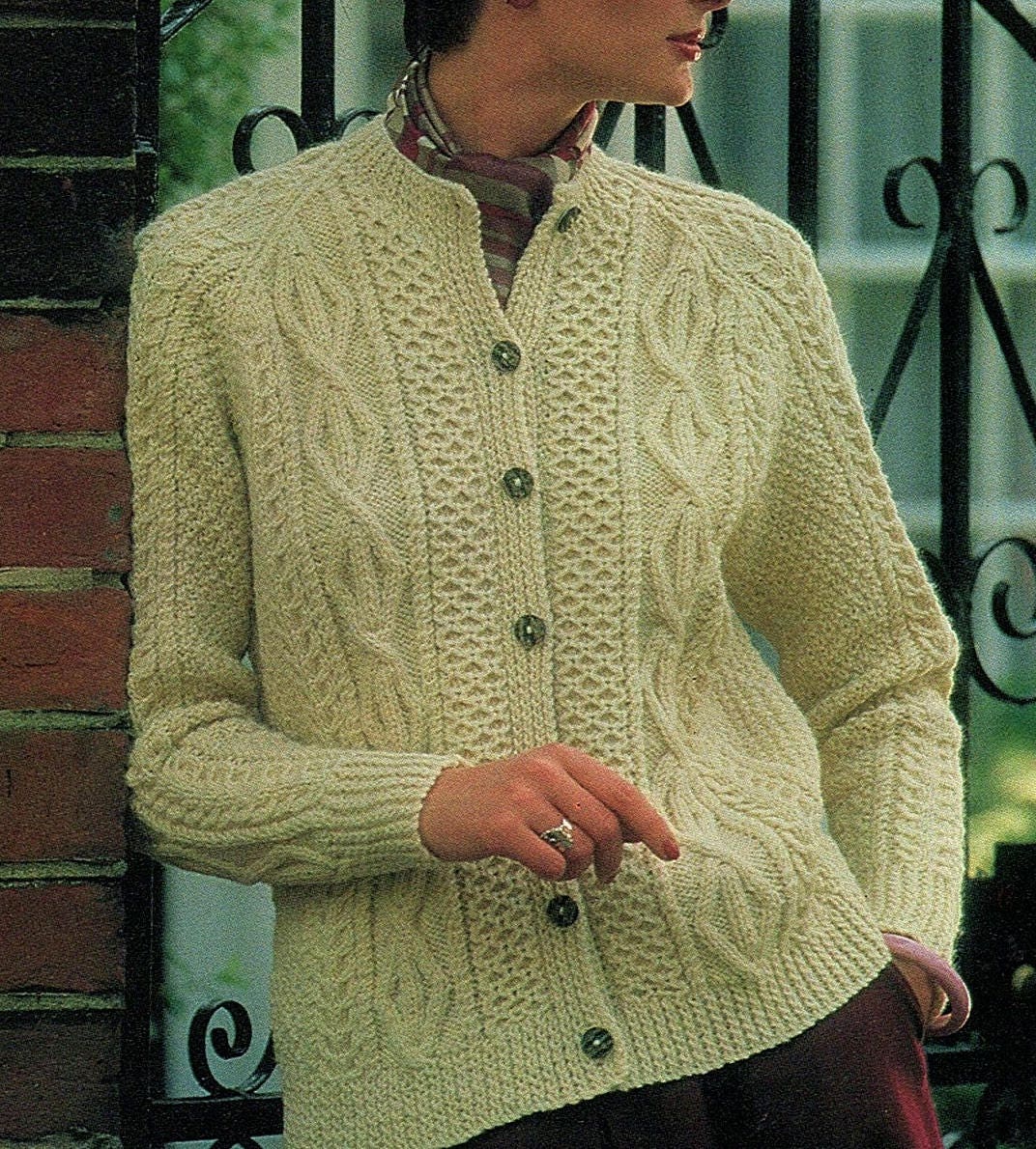 Ladies Aran Round Neck Cardigan Knitting Pattern. PDF Instant Etsy