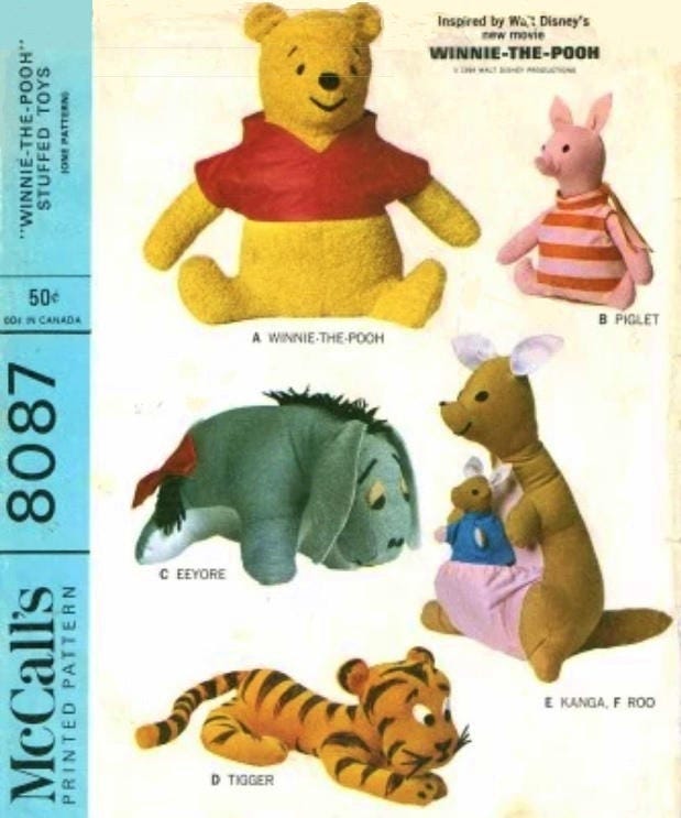 Winnie The Pooh Tigger Eeyore Piglet And Kanga Roo Sewing Etsy