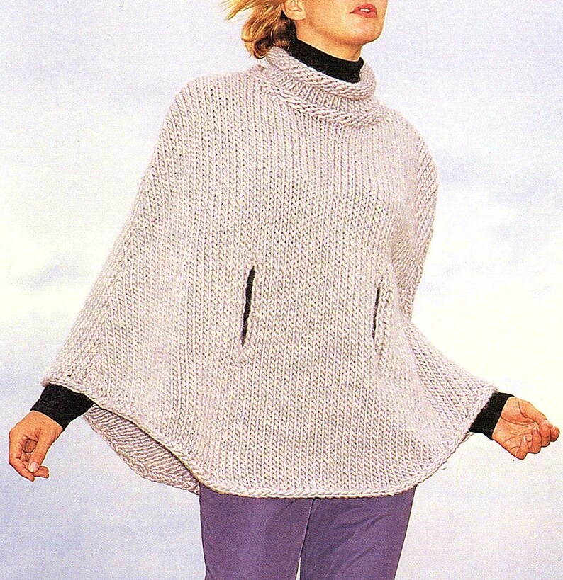 Ladies Cape Easy Knit Knitting Pattern. PDF Instant Etsy