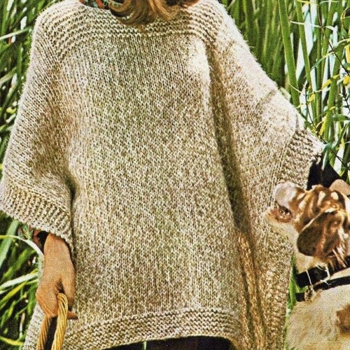 Poncho Women KNITTING PATTERN Instant Download/worsted Medium - Etsy