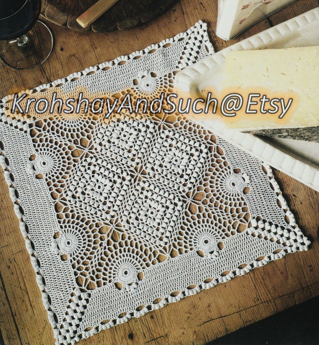 Square Doily Mat Crochet Cotton No.20 Finished Size 30 Cm Etsy