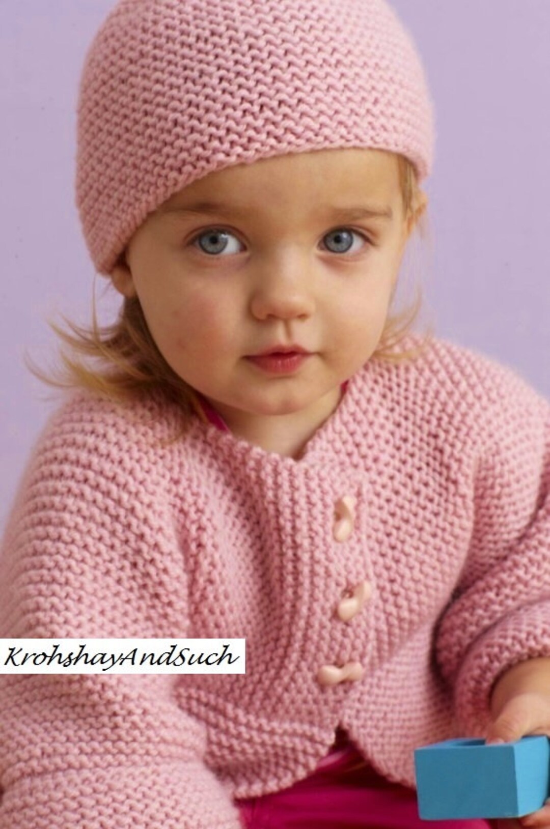 Baby Pink Cardigan and Hat Sideways Knit Garter Stitch Etsy UK