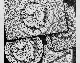 1970/'s Vintage Retro Teenage Girl Women/'s Cotton Pullover No.1071 A Single Rose Filet Crochet Sweater Pattern PDF Instant Download