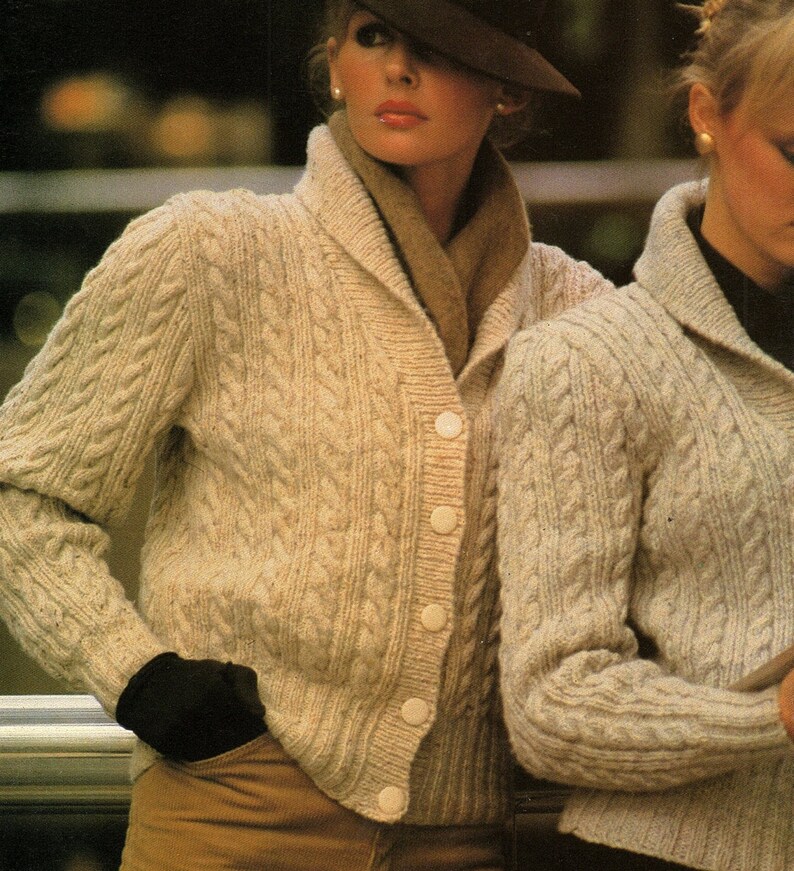 Ladies Cable Cardigans 12 & 8 Ply Knitting Pattern. PDF Etsy